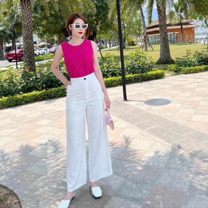 Set Đũi sát nách quần dài,xẻ tà mặt sau áo.Đủ size 40-75kg Nữ Women Top Nâu 1