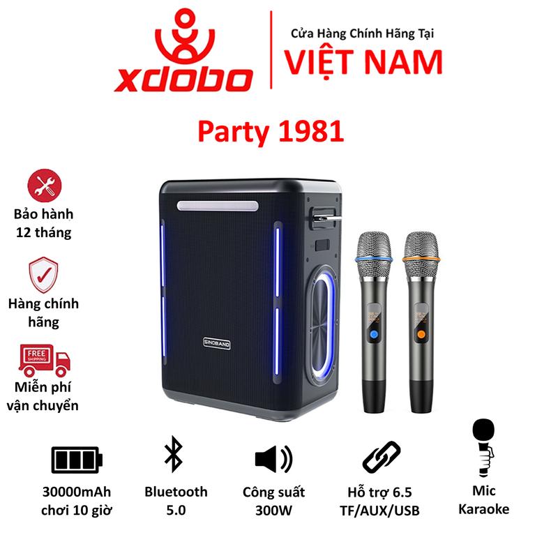 Loa Bluetooth 5.3 Karaoke Xdobo PARTY 1981 Công Suất 300W, Pin 30000mAh Chơi Nhạc Đến 7-10 Giờ. Hỗ Trợ KARAOKE, AUX, USB, TF CARD, TWS - BẢO HÀNH 12 THÁNG Nghe Nhạc Củ Loa Không Dây