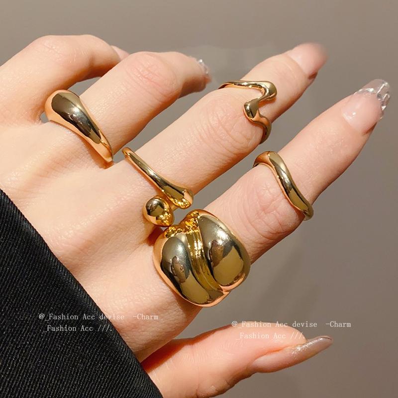  Nhẫn Mở Hình Đậu Hình Bầu Dục Thiết Kế Nhiều Lớp Đơn Giản Thời Trang Dễ Phối Đồ Phụ Kiện Đi Lại Độc Đáo Cao Cấp Thanh Lịch 
