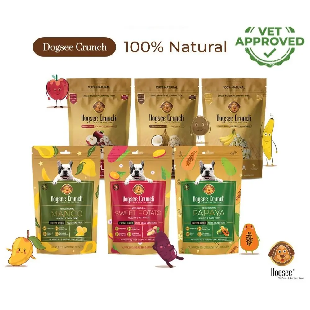 Dogsee Human Grade Crunch Freeze-Dried Apple/ Banana/ Coconut/ Mango/ Papaya / Sweet Potato Dog Treats 15g