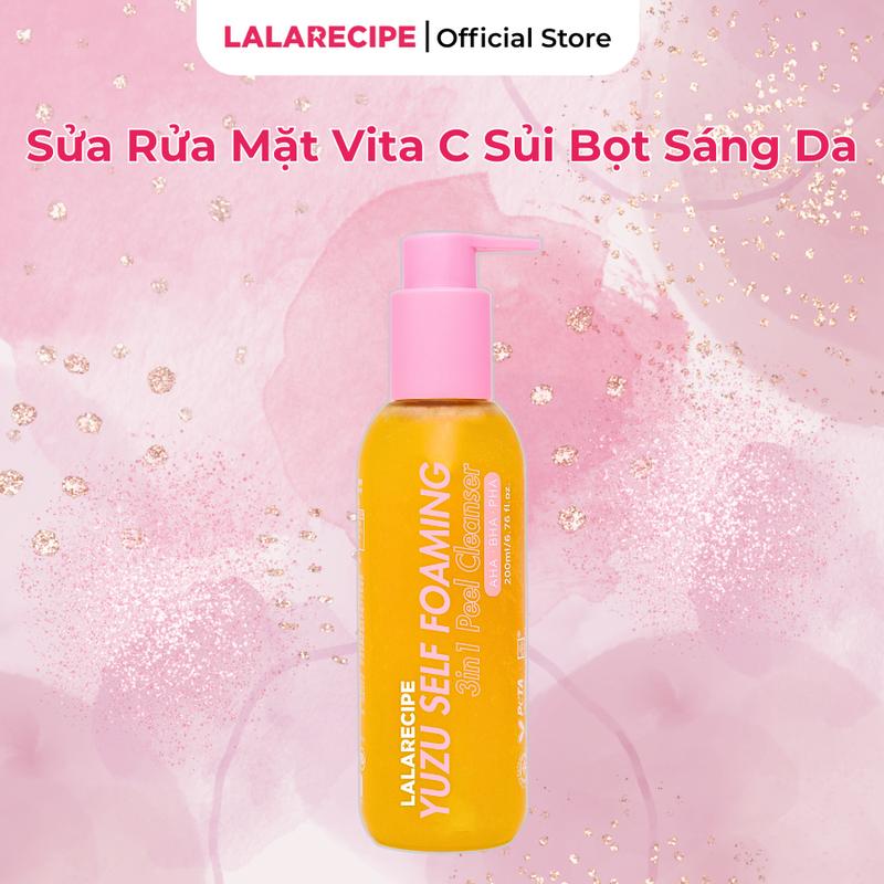 [CHÍNH HÃNG] Gel Rửa Mặt Sủi Bọt Dưỡng Sáng Da, Sạch Dầu Nhờn LALARECIPE Yuzu Self Foaming 3in1 Peel 200ml