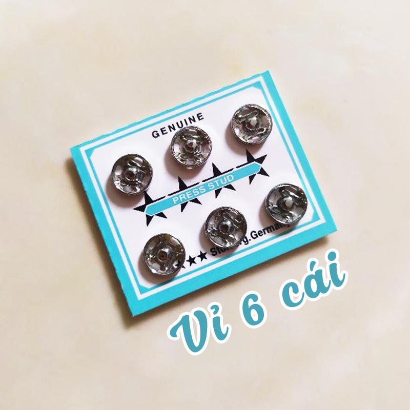 Vỉ 6 cái Nút bóp nút bấm quần áo nút bấm áo dài áo sơ mi nút áo bé 8mm