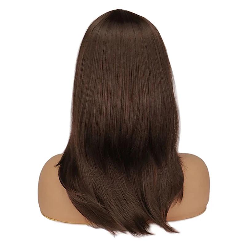 Product Introduction of HAIRJOY Synthetic Hair Women Ombre Black Red Wig Medium Long Straight Side Part Wigs 24