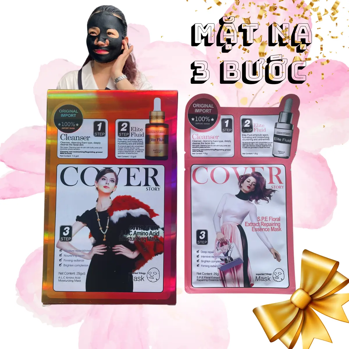 1 Gói Mặt Nạ 3 Bước COVER STORY Dưỡng Ẩm,Nuôi Dưỡng,Phục Hồi Da