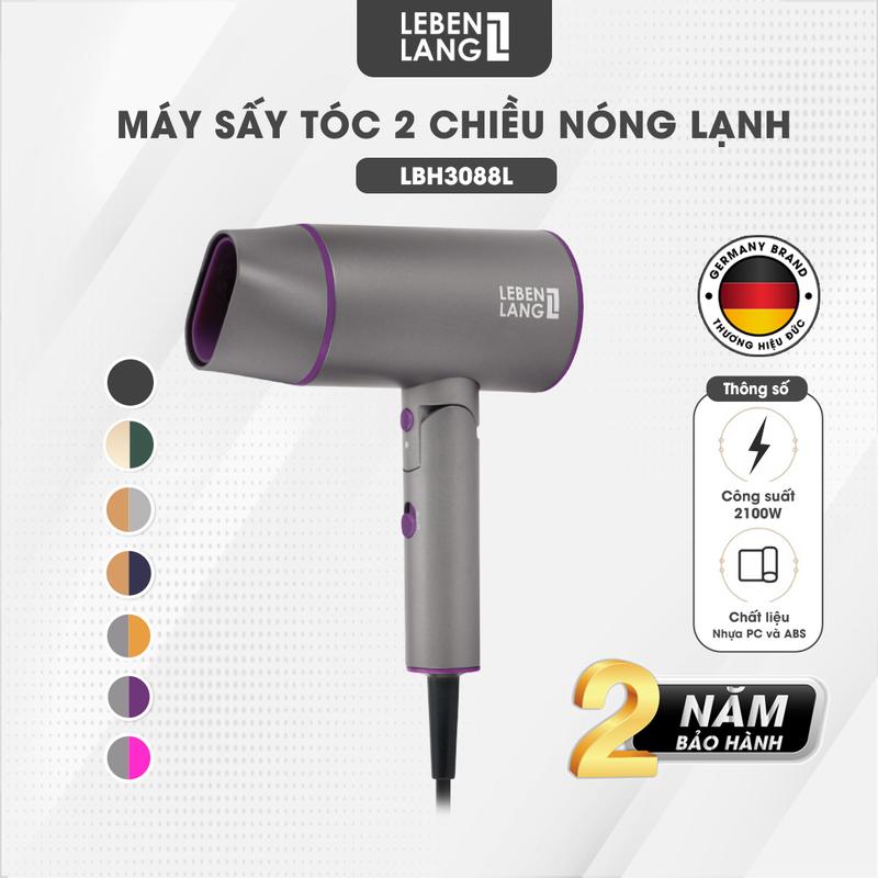 Máy sấy tóc Lebenlang LBH3088, 2100W, 2 chiều nóng lạnh, gấp gọn tiện lợi, chống xơ rối tóc bằng công nghệ ion
