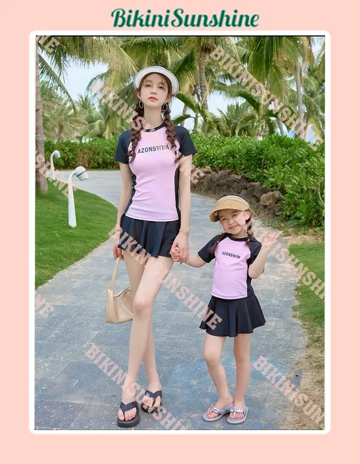 Bikini, đồ bơi nữ mẹ và bé , 2 mảnh dạng váy có quần bảo hộ kín đáo BIKINI SUNSHINE MvB00