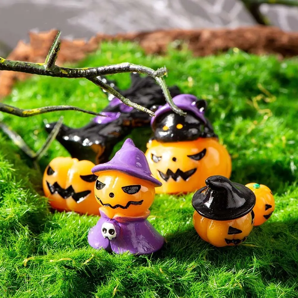 Durable Cartoon Halloween Pumpkin Skeleton Figurines Resin Craft DIY Mummy Skull Statue 3D Cute Miniatures Ghost Ornaments Home Decor