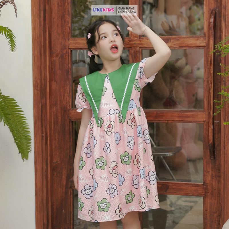 Đầm váy xốp hàn cho bé gái kiểu dáng CỔ NHỌN LikeKids MH4 L31
