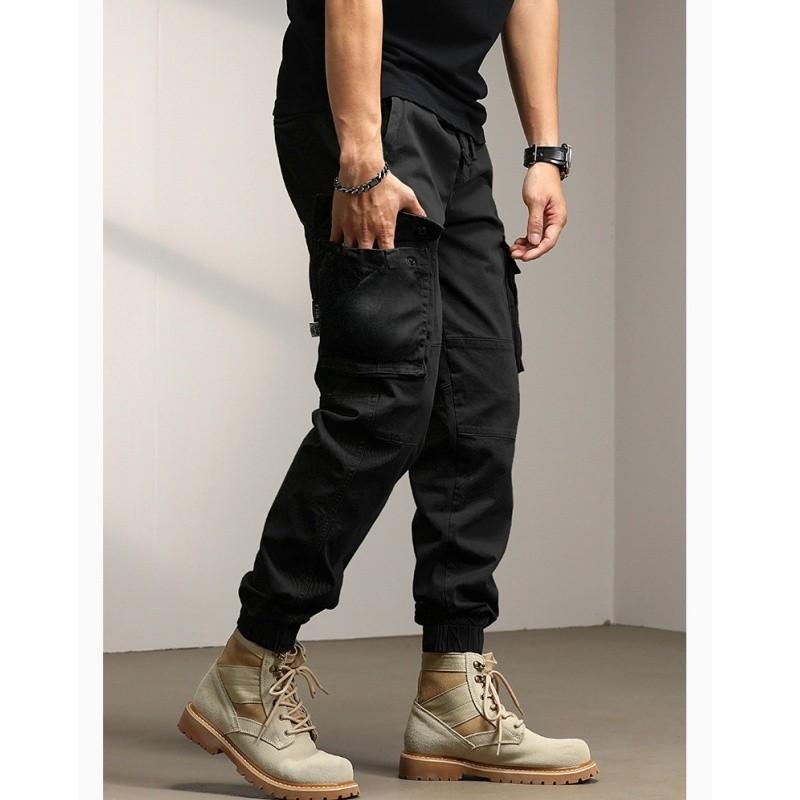 M-5XL Men Cargo Pants Sweatpants Drawstring Elastic Waist Spring Summer Autumn Winter Casual Korean Street Loose Long Tactical Military Plus Size Black Khaki Grey Green 6
