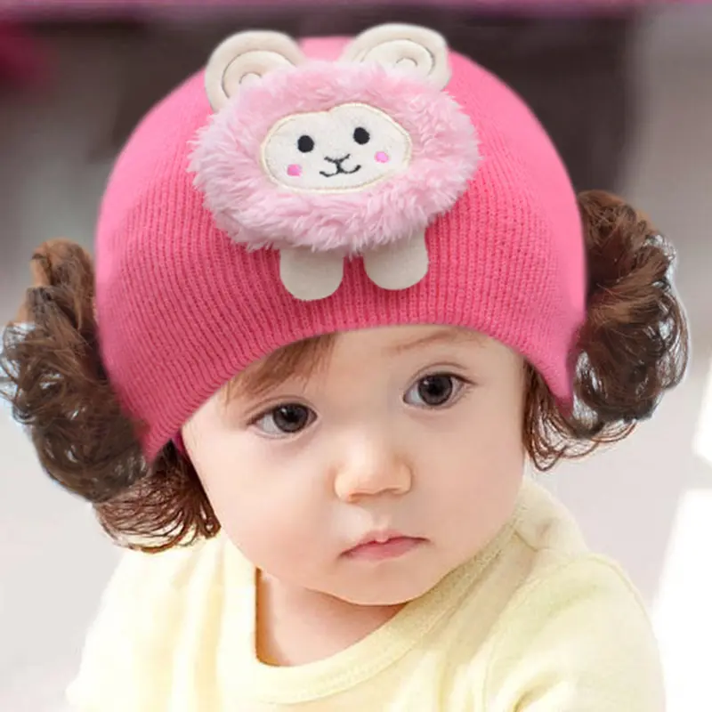 Godhagiv-Mũ Len Cho Bé Gái Và Bé Trai, Dễ Thương, Thỏ, Động Vật, Sợi Len, Đan, Tóc Giả, Mũ, Mũ Đầu Lâu 4