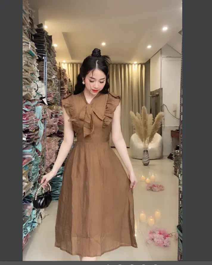 (G57) Đầm thiết kế dự tiệc hoặc dạo phố dáng dài đầm xinh nhẹ nhàng đầm đi tiệc đi làm đi chơi đều đẹp Thương Lê (G57)