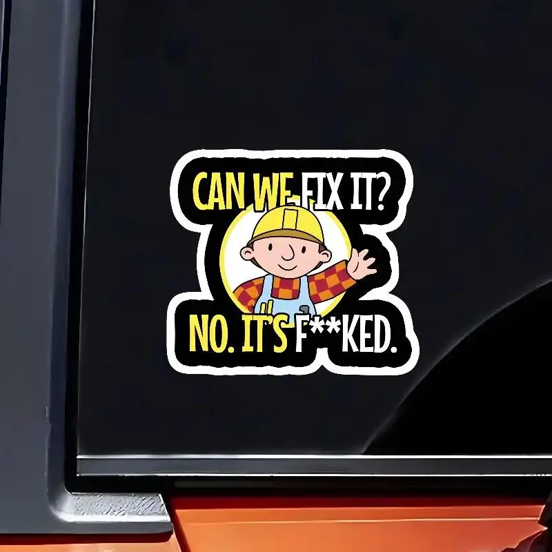 Cartoon Construction Worker Pattern Car Sticker, Funny Car Decal, Self Adhesive Decor Paper, Decor Sticker for Car, Laptop, Phone, Bag, Water Cup, Scrapbook