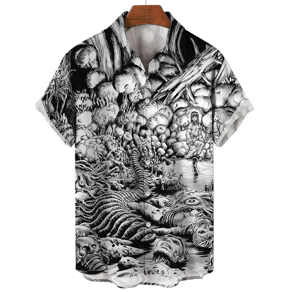 Skull Summer Men's Hawaiian Shirts Dead Horror 3D Print Tops Loose Short Sleeve Blouse Streetwear Camisas Casuais Man Clothing