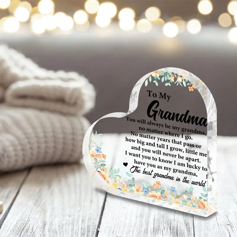 Acrylic Heart Shaped Desktop Ornament, Grandma Gift, Grandma Birthday Gift, Home Decor, Gift for Grandma, Grandma Souvenir 2