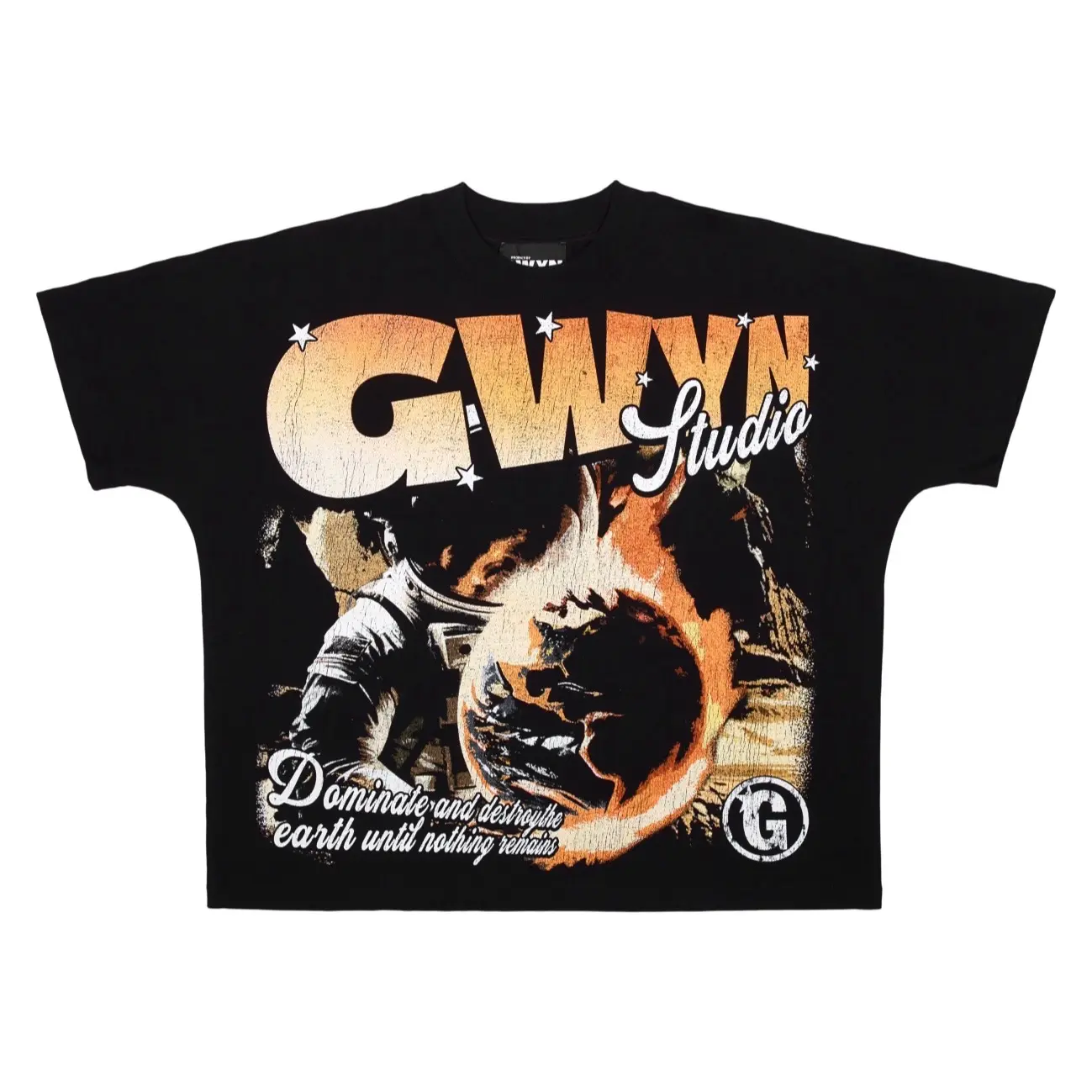 Áo thun nam nữ tay ngắn GWYN LONELY ASTRONAUT T-SHIRT  Cotton Cổ tròn Menswear Màu Đen Menswear Màu Đen