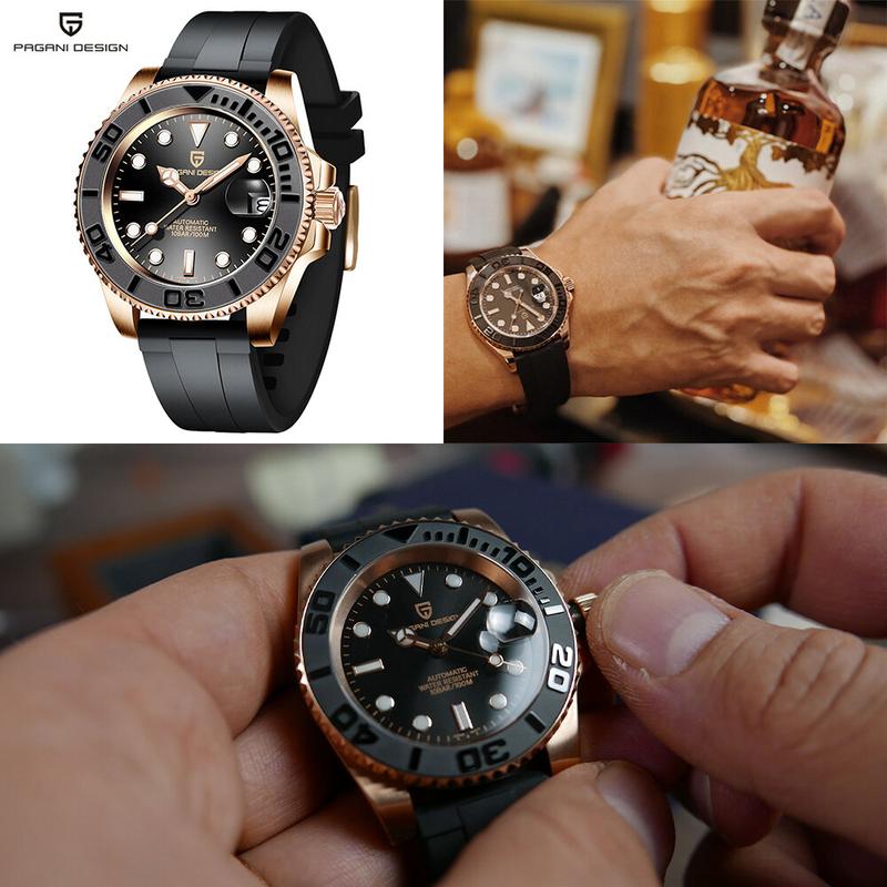Product Introduction of Jam Tangan Mekanikal Lelaki Sukan, REKA BENTUK PAGANI, Mewah Nilam, Jam Tangan Automatik untuk Lelaki, Keluli Tahan Karat, Kalis Air, Jam 12