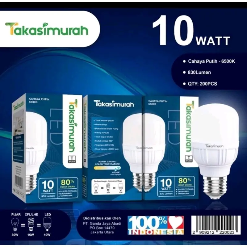 TAKASIMURAH LAMPU LED BOHLAM HEMAT ENERGI MURAH