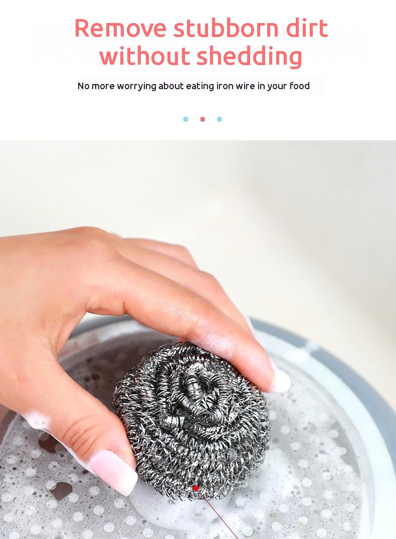 Product Introduction of Stainless Steel Cleaning Ball with Handle, 20 Pieces Steel Wool Ball Set with Handle, Large Steel Wool Ball Brush for Kitchen Pot Cleaning 3