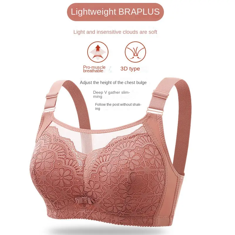 A thin large size without steel rings to gather underwear, anti-sagging, sub-breasts, anti-light tube top, women's bra, high-end bra. Bridal