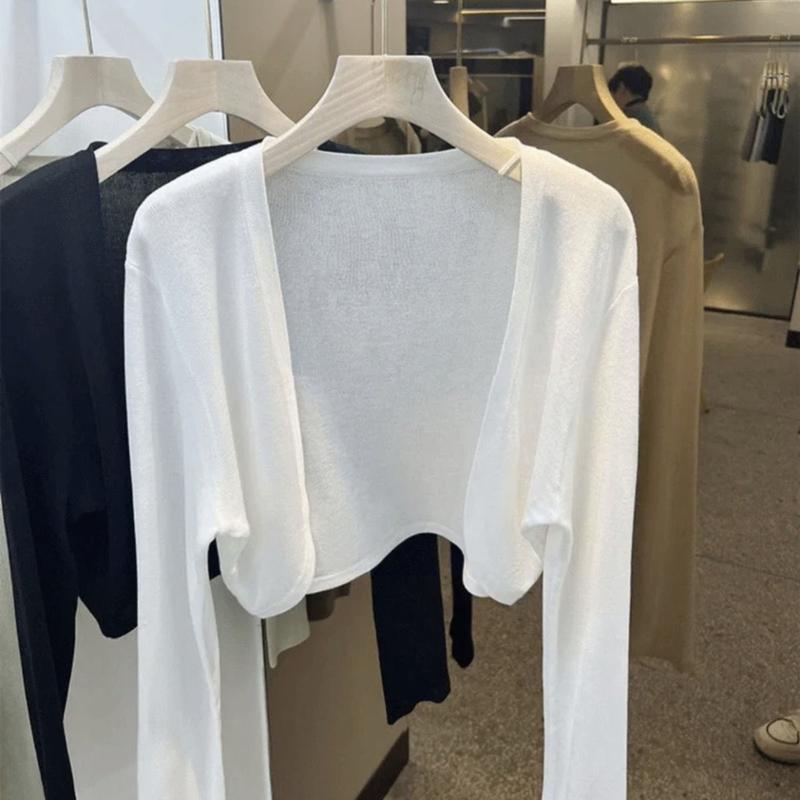 Product Introduction of Áo Cardigan Chống Nắng Dệt Kim Lụa Lạnh Ngắn Màu Trắng Váy Hai Dây Mùa Hè Mỏng Cho Nữ Áo Khoác Vải Tuyn Bên Ngoài Áo Áo Cánh Điều Hòa Không Khí 19