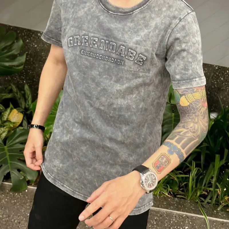 Áo thun nam wash chất liệu cotton mịn ,logo in dập nỗi , phong cách