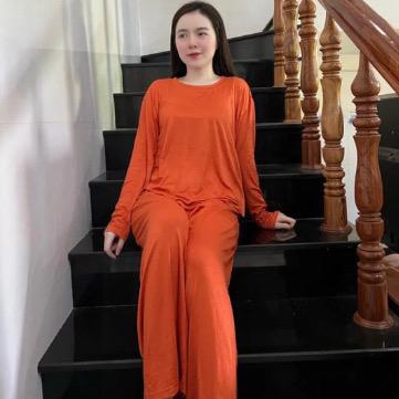 Product Introduction of Bộ Thun Lạnh Vạt Bầu Ống Rộng Tay Dài mặc nhà , ủ Kem , bầu bí , ở cữ Top Nữ Cotton Women 3