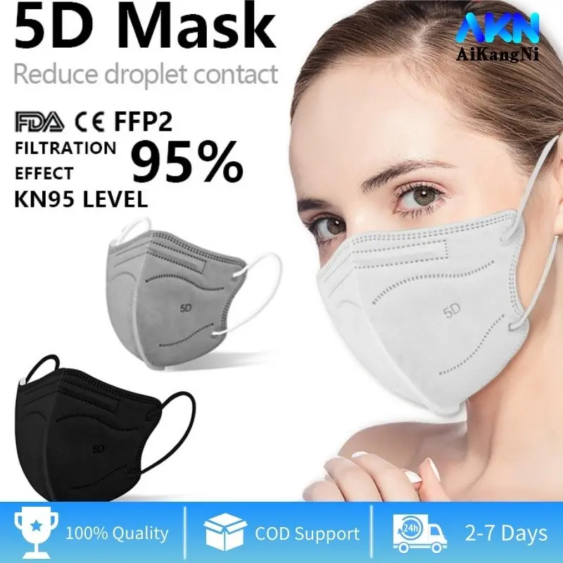 5D face mask 50 pcs KN95 5ply 5 Layers Protective Medical Original Facemask N95 Face Shields COD Healthcare Protection