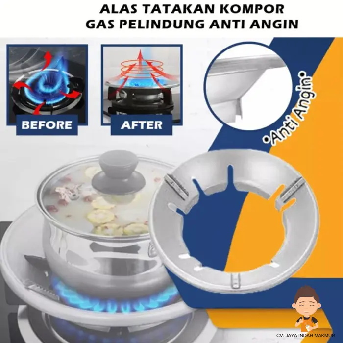 Alas Tatakan Cover Kompor Gas Portable Pelindung Anti Angin dan Slip Stainless