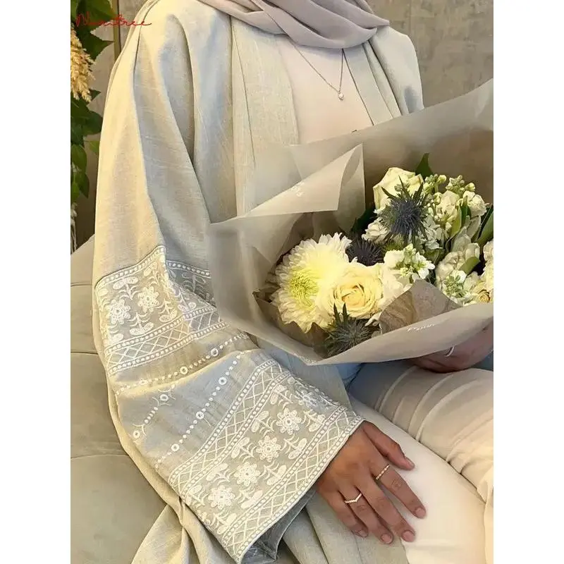 Kimono Thêu, Thời Trang, Ngoại Cỡ, Áo Choàng Hồi Giáo, Phong Cách Syari, Dài Đầy Đủ, Dành Cho Nữ, Thích Hợp Cho Các Dịp Tôn Kính, Áo Mặc Bên Ngoài Hồi Giáo, Abaya Phục Vụ Tôn Giáo, Có Thắt Lưng, wy1946