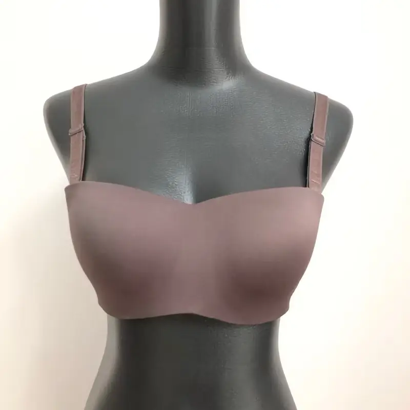 Áo lót Nữ không dây Bigsize mặc chống tuột Thái Lan Beena 2247 cup B-C(quả vừa và to) Bra có gọng, quả ngang, ko bè ngực Women Nhung Thun Kem -Tết 4