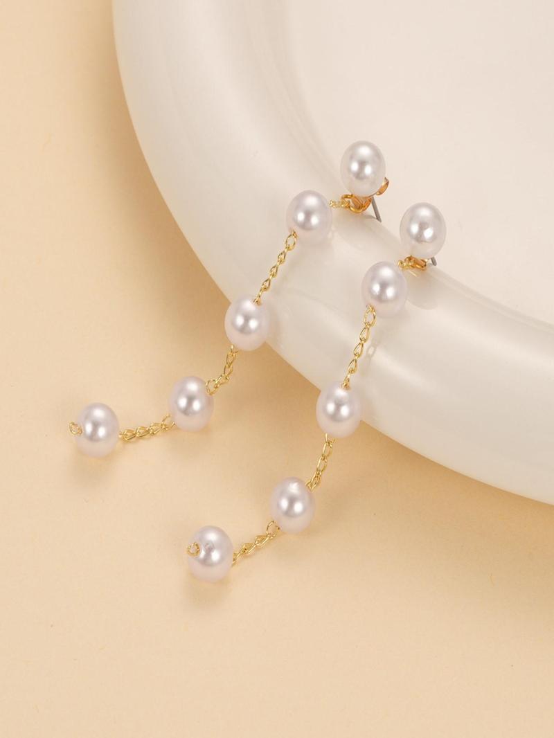 Product Introduction of Elegant Faux Pearl Decorated Earrings, Fashionable Jewelry for Women, Trendy All-match & Exquisite Jewelry for Birthday Gift 5