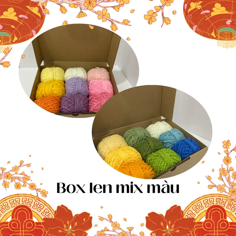 Box len mix màu 10-15gr | Hộp len chiết mix màu sẵn 0