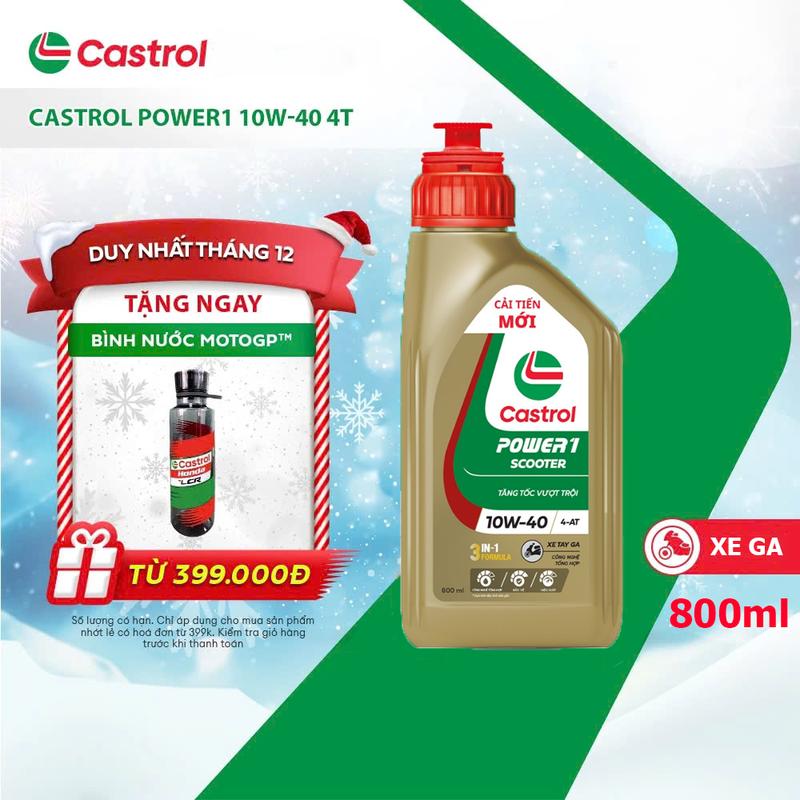 ( xe ga 800ml ) Dầu nhớt xe ga Castrol POWER1 4T 10W-40 0.8L , 1L - Huongly Car