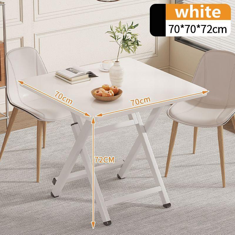 XiaoZhou-Foldable Dining Table - Warm White, 70x70x72cm, Artificial Plate, 25kg Load 2