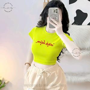 Áo Thun Croptop Thun Borip Form Basic Ôm Body In Hình "Mười Điểm", Size S M L, Áo Croptop Ôm Body Nữ Áo Kiểu Xinh Đẹp In Hình Độc Lạ Đi Biển Đang Hot 2025 Mặc Hè Mặc Nhà Mặc Đi Chơi Thoải Mái Có Bigsize Đến 65kg