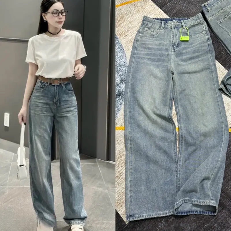 HAP (S-2XL) Quần jeans suông màu xanh lạ chất jeans mềm có 2 chiều dài 95cm và 103cm mã P3242 | BigBuy360 - bigbuy360.vn