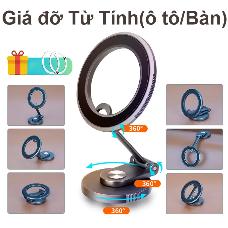 [Phiên bản nâng cấp] Giá Đỡ Điện Thoại Ô Tô - 360 Hít Nam Châm đỡ điện Độ Giá Đỡ Điện Thoại Nam Châm Hoạt
