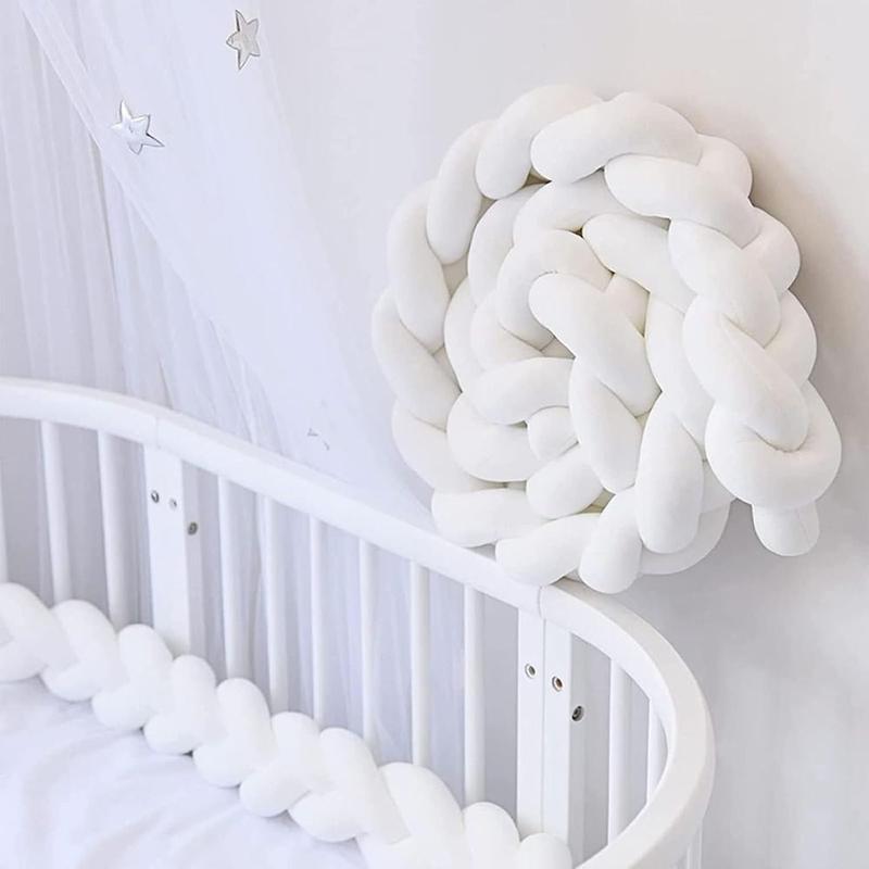 Product Introduction of New Design Soft Braided Cot Bumper Skin-friendly Washable Braid Pillow Crib Protector Breathable Side Sleeping Pillow Edge and Head Protector 13