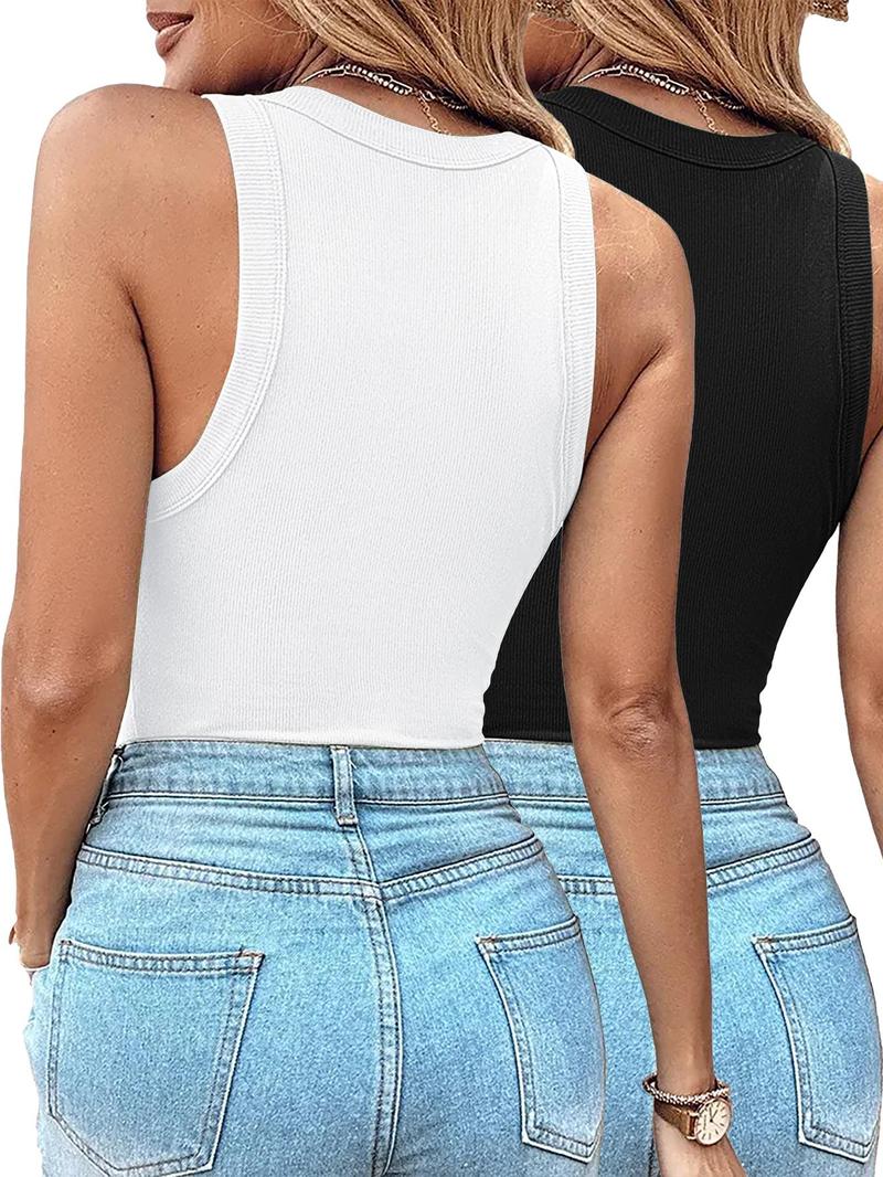 Product Introduction of Women's Solid Ribbed Tank Top, Casual Sleeveless Round Neck Top for Daily Wear, Ladies Clothes for All Seasons 7