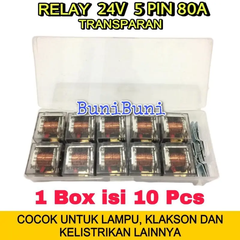 RELAY Transparan 24V KAKI 5 Pin 80A Untuk Lampu / Klakson Mobil Truk - 24V 5 KAKI 2