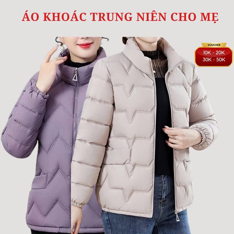 Áo khoác trung niên nữ cho mẹ, áo phao trần bông giữa cho các bà các mẹ  mặc ở nhà hay di chơi