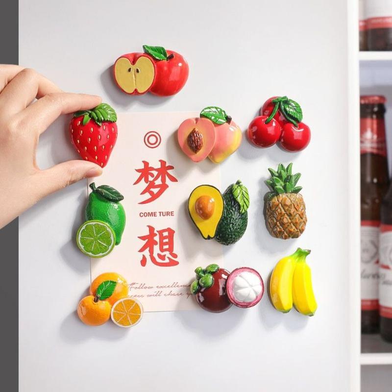 Realistic 3D 3D Fruit Refrigerator Stickers Magnetic Cute Simulated Fruit Magnetic Stickers Cartoon Fruit Design Resin Food Toys Props 4