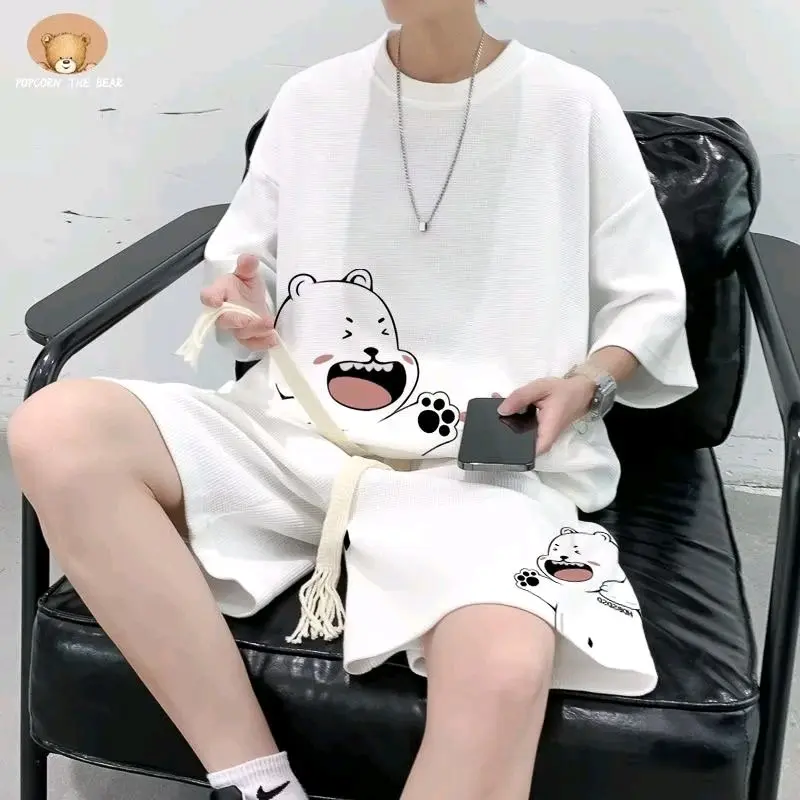 T-shirt setelan kekinian terbaru Pria KAOS NEW TREND,NEW ARRIVAL KEKINIAN,KAOS +CELANA FASHION NEW ARRIVAL BARU MODEL FASHION SET Hitam Katun 0
