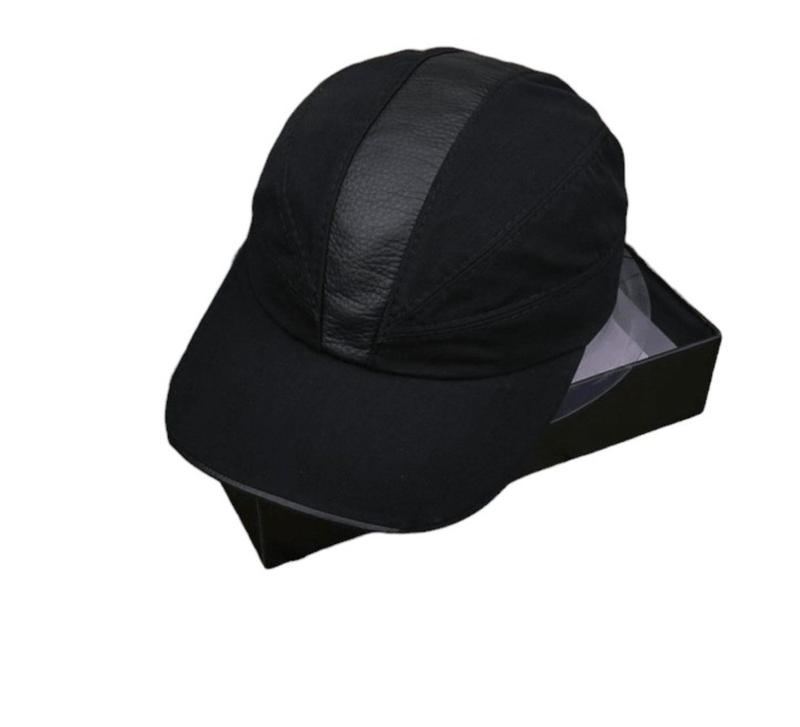 Mũ Lưỡi Trai Nón Nam Sơn Vải Dù Đen Phối Da Dài Không Chóp Hàng Đẹp Màu Thời Trang Cao Cấp MS01- Màu Đen
