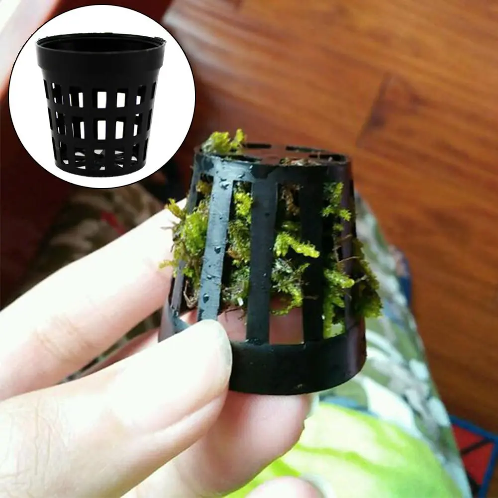 1Pcs Mesh Aquarium Plant Pot Fish Tank, Aquatic Plant Basket Supplies Cm Planting 4*4 Black O7S6