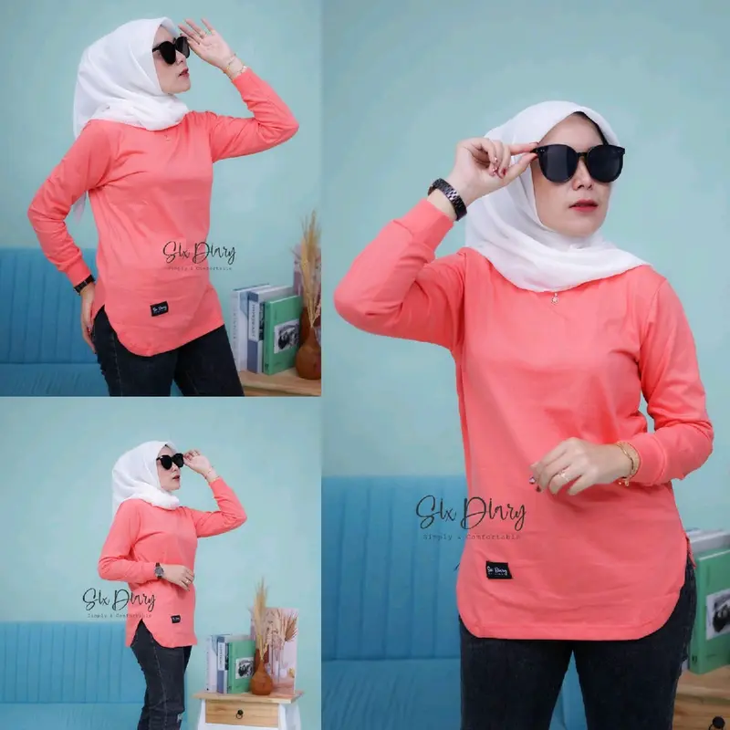 Atasan Wanita Six Diary Kaos Polos Oval Warna Salem 0