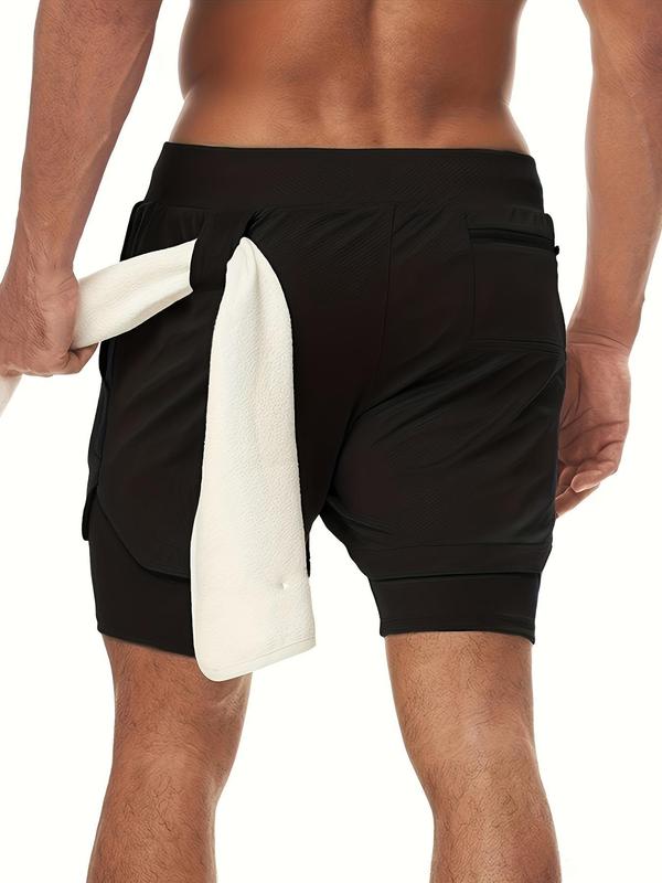 Men's Solid Color / Colorblock 2 in 1 Drawstring Waist Shorts, Regular Fit Casual Comfy Breathable Shorts for Summer, Men's Bottoms for Daily Wear 1
