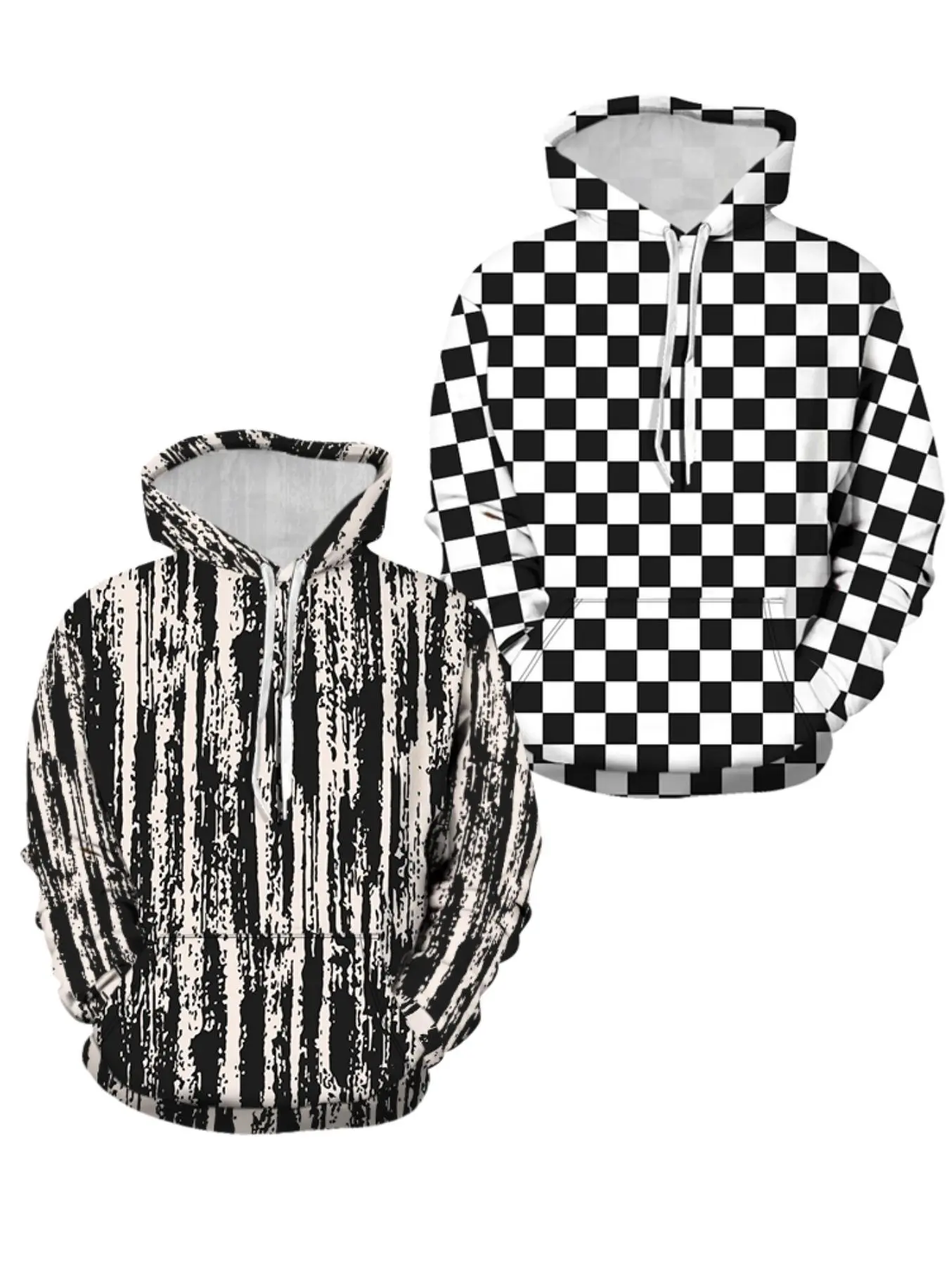 Men's All Over Print Pocket Drawstring Hoodie, Regular Fit Casual Drop Shoulder Long Sleeve Hooded Sweatshirt, Men's Fall & Winter Clothes