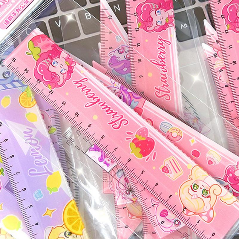 Product Introduction of 4Pcs Cartoon Pony Ruler Set Angle Ruler Protractor Triangle Ruler Multifunctional Measuring Tools Students Set School Supplies 18