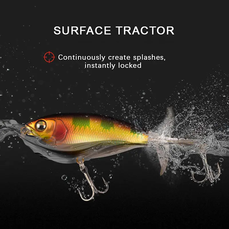 1Pcs Quality Whopper Plopper Wobblers 7.5cm 6.5g Topwater Popper Fishing Lure Hard Bait Rotating Soft Tail Fishing Tackle